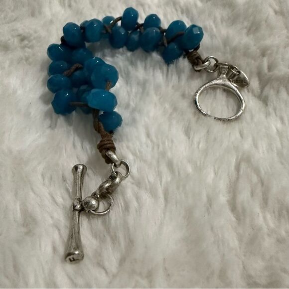 FOSSIL BRAIDED BLUE BEAD BRACELET WITH TOGGLE CLASP – 7.5” - Picture 11 of 17